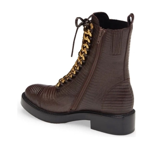 Jeffrey Campbell Damon Snakeskin Embossed Gold Chain Combat Boots  Size 6 New - Picture 4 of 8